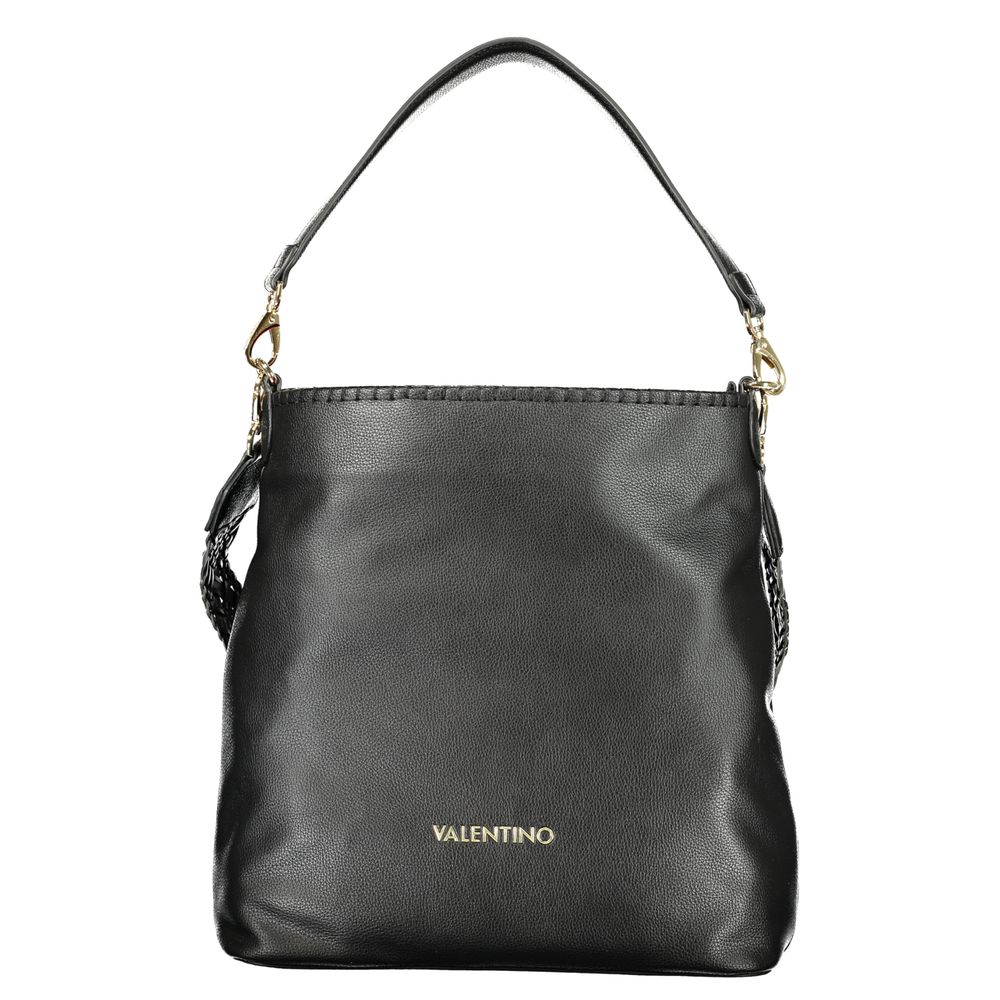 Shoulder Handbag by Mario Valentino for women in polyethylene black features an refined silhouette, showcasing a secure zipper, ample document-holder & internal-pockets, and versatile shoulder-strap & handle for a sophisticated refined aesthetic.