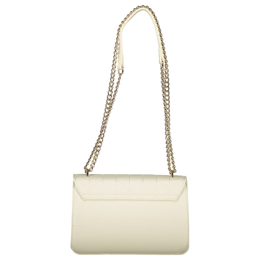 Handbag by Mario Valentino for women in polyethylene white features a ornamental silhouette, showcasing a secure snap, ample internal-pockets, and ornamental handle for a sophisticated look.