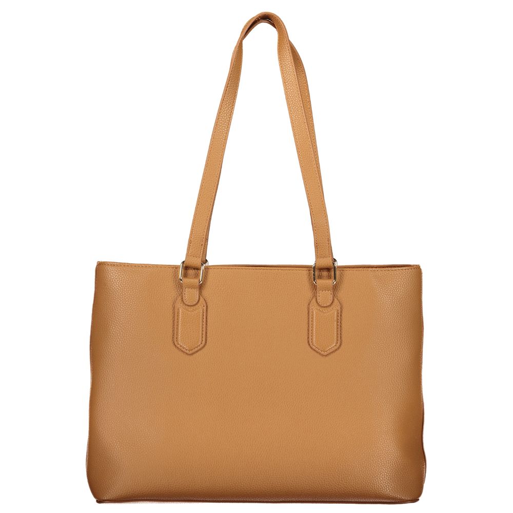 Shoulder Handbag by Mario Valentino for women in polyethylene brown features a ornamental silhouette, showcasing a secure zipper, ample internal-pockets, and ornamental shoulder-strap & handle for a sophisticated look.