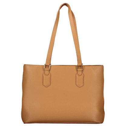 Shoulder Handbag by Mario Valentino for women in polyethylene brown features a ornamental silhouette, showcasing a secure zipper, ample internal-pockets, and ornamental shoulder-strap & handle for a sophisticated look.