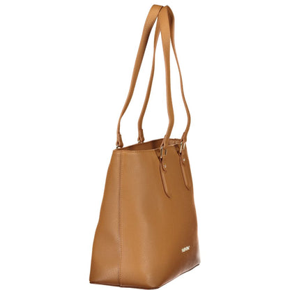 Shoulder Handbag by Mario Valentino for women in polyethylene brown features an refined silhouette, showcasing a secure zipper, ample internal-pockets, and versatile shoulder-strap & handle for a sophisticated refined aesthetic.