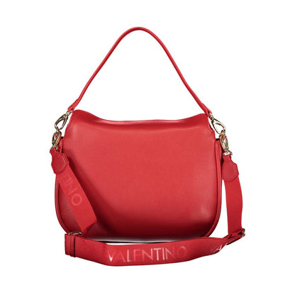 Handbag by Mario Valentino for women in polyethylene red & signature features a ornamental silhouette, showcasing a secure magnetic, ample built-in-compartments & internal-pockets, and ornamental shoulder-strap, adjustable-strap & handle for a sophisticated look.
