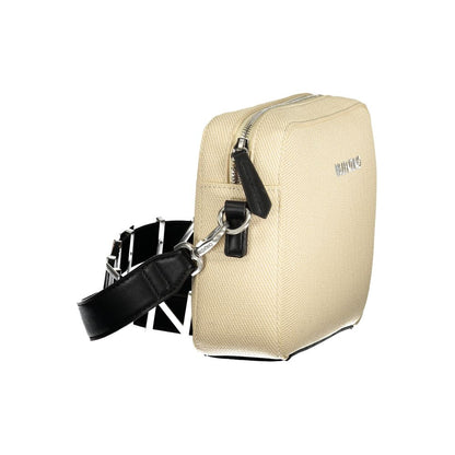 Shoulder Handbag by Mario Valentino for women in polyethylene beige presents a ornamental silhouette, showcasing a secure zipper, ample internal-pockets, and versatile shoulder-strap & adjustable-strap for a ornamental finish.