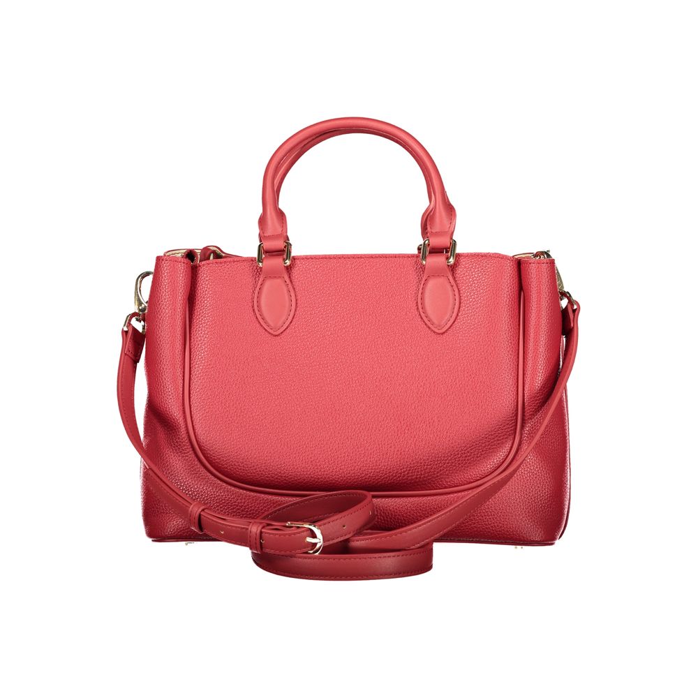 Handbag by Mario Valentino for women in polyethylene red & signature features a signature silhouette, showcasing a secure snap & zipper and signature built-in-compartments, document-holder & internal-pockets with versatile shoulder-strap, handle & adjustable-strap for a sophisticated look.