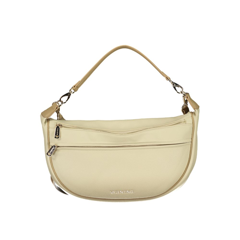 Handbag by Mario Valentino for women in polyethylene beige features an refined silhouette, showcasing a secure zipper, ample document-holder, external-pockets & internal-pockets, and versatile shoulder-strap, adjustable-strap, detachable-strap & handle for a sophisticated refined aesthetic.