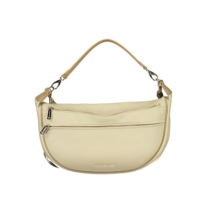 Handbag by Mario Valentino for women in polyethylene beige features an refined silhouette, showcasing a secure zipper, ample document-holder, external-pockets & internal-pockets, and versatile shoulder-strap, adjustable-strap, detachable-strap & handle for a sophisticated refined aesthetic.