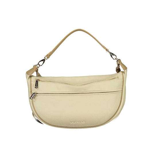 Handbag by Mario Valentino for women in polyethylene beige features an refined silhouette, showcasing a secure zipper, ample document-holder, external-pockets & internal-pockets, and versatile shoulder-strap, adjustable-strap, detachable-strap & handle for a sophisticated refined aesthetic.
