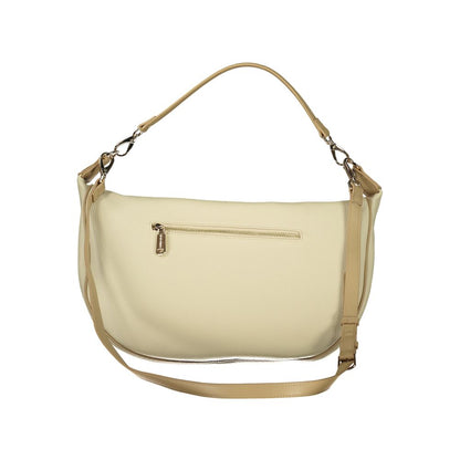 Handbag by Mario Valentino for women in polyethylene beige features a refined silhouette, showcasing a secure zipper, organized document-holder, external-pockets & internal-pockets, and versatile shoulder-strap, adjustable-strap, detachable-strap & handle for a refined finish.