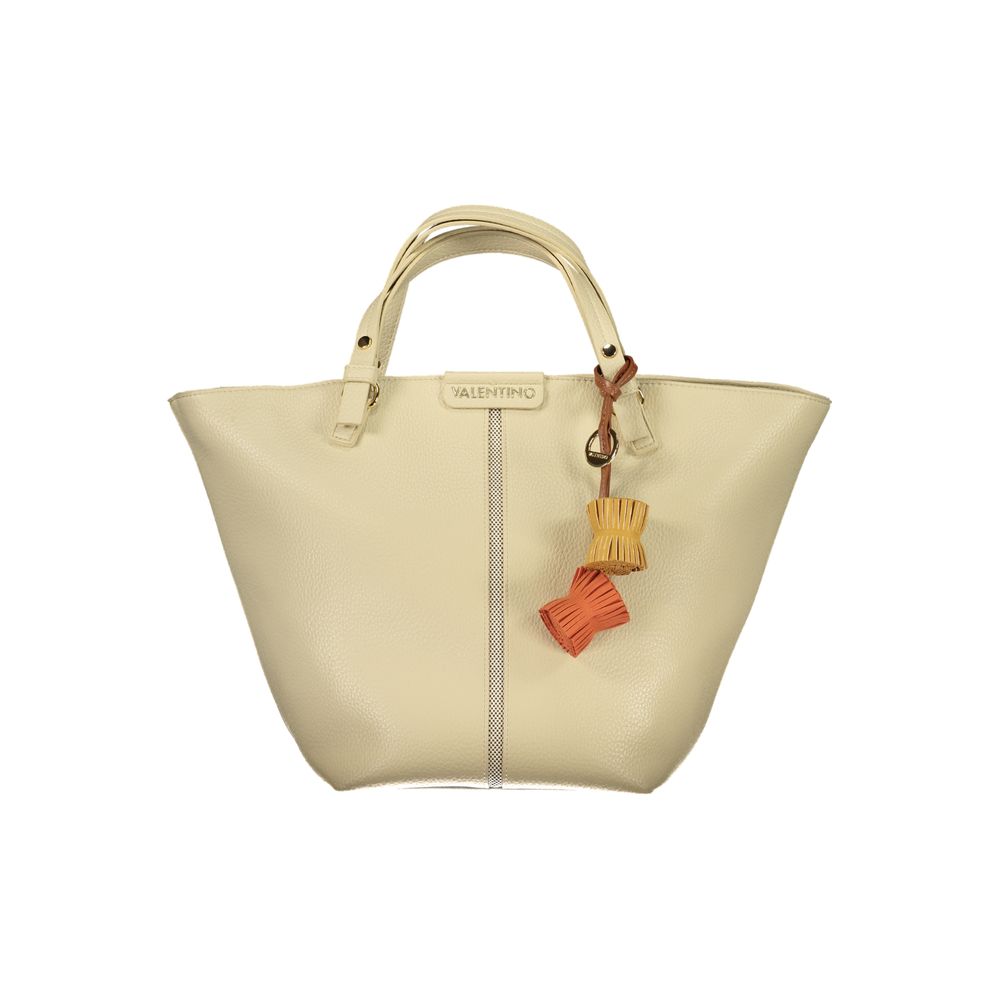 Handbag by Mario Valentino for women in polyethylene beige & signature features a exquisite silhouette, showcasing a secure zipper and exquisite document-holder & internal-pockets with versatile handle for a exquisite finish.