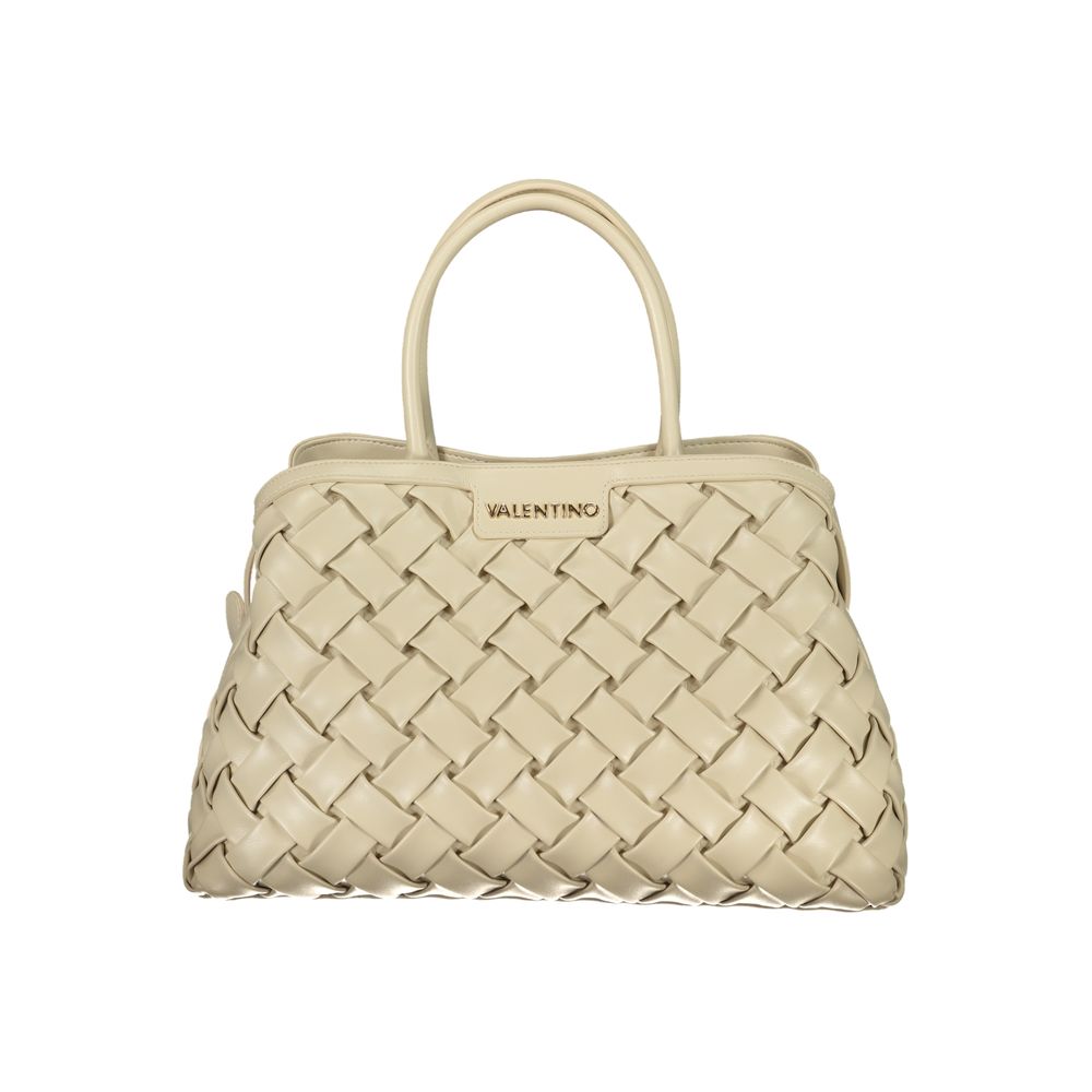 Handbag by Mario Valentino for women in polyethylene beige features a refined silhouette, showcasing a secure snap & zipper, organized built-in-compartments & internal-pockets, and versatile shoulder-strap, handle & adjustable-strap for a refined finish.