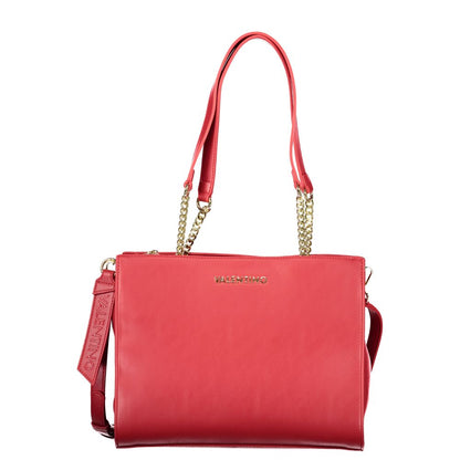 Handbag by Mario Valentino for women in polyethylene red & signature features a ornamental silhouette, showcasing a secure snap & zipper, ample built-in-compartments, document-holder & internal-pockets, and ornamental shoulder-strap, adjustable-strap & handle for a sophisticated look.