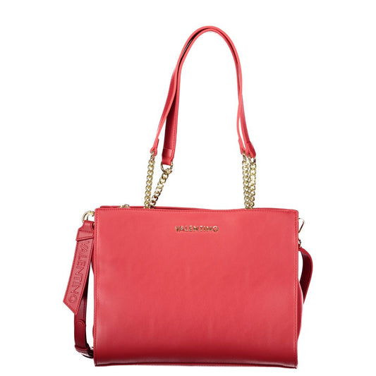 Handbag by Mario Valentino for women in polyethylene red & signature features a ornamental silhouette, showcasing a secure snap & zipper, ample built-in-compartments, document-holder & internal-pockets, and ornamental shoulder-strap, adjustable-strap & handle for a sophisticated look.