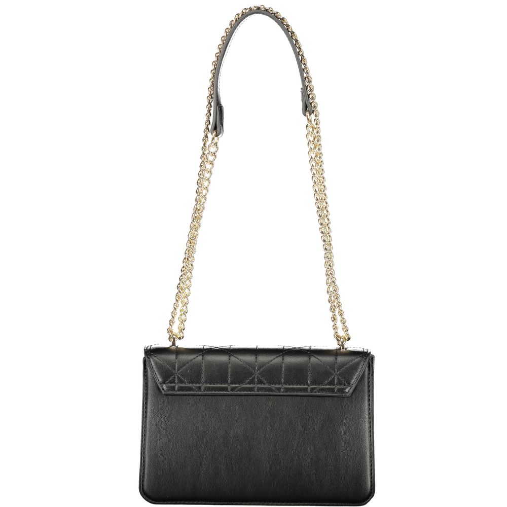 This Handbag by Mario Valentino for women in polyethylene and black & signature presents a sculptural silhouette featuring a secure snap, ample internal-pockets, and versatile handle for a sculptural finish.