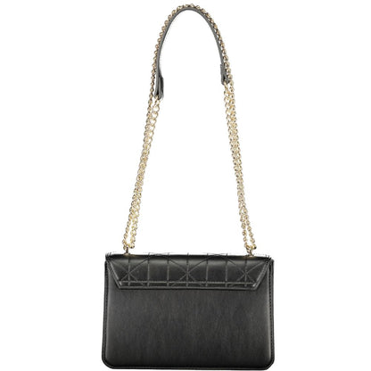 This Handbag by Mario Valentino for women in polyethylene and black & signature presents a sculptural silhouette featuring a secure snap, ample internal-pockets, and versatile handle for a sculptural finish.