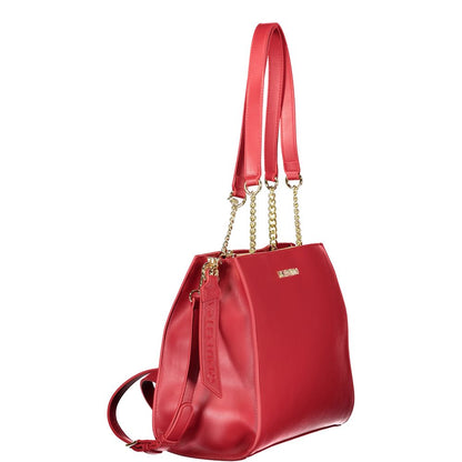 Handbag by Mario Valentino for women in polyethylene red & signature features a refined silhouette, showcasing a secure snap & zipper, organized built-in-compartments, document-holder & internal-pockets, and versatile shoulder-strap, adjustable-strap & handle for a refined finish.