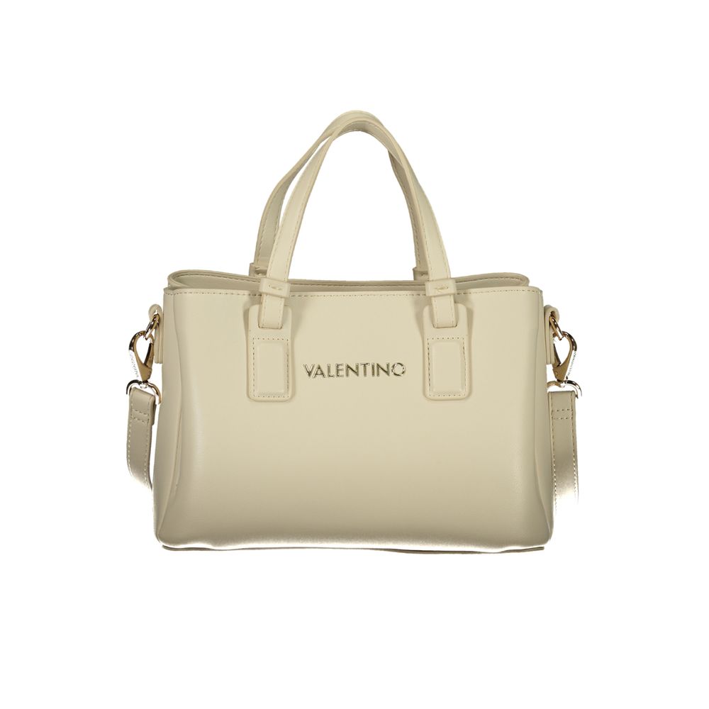 Handbag by Mario Valentino for women in polyethylene beige features a refined silhouette, showcasing a secure zipper, organized external-pockets & internal-pockets, and versatile shoulder-strap, handle & adjustable-strap for a refined finish.