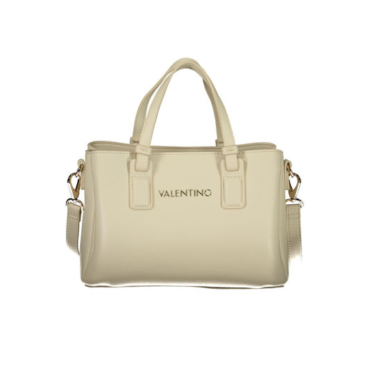 Handbag by Mario Valentino for women in polyethylene beige features a refined silhouette, showcasing a secure zipper, organized external-pockets & internal-pockets, and versatile shoulder-strap, handle & adjustable-strap for a refined finish.