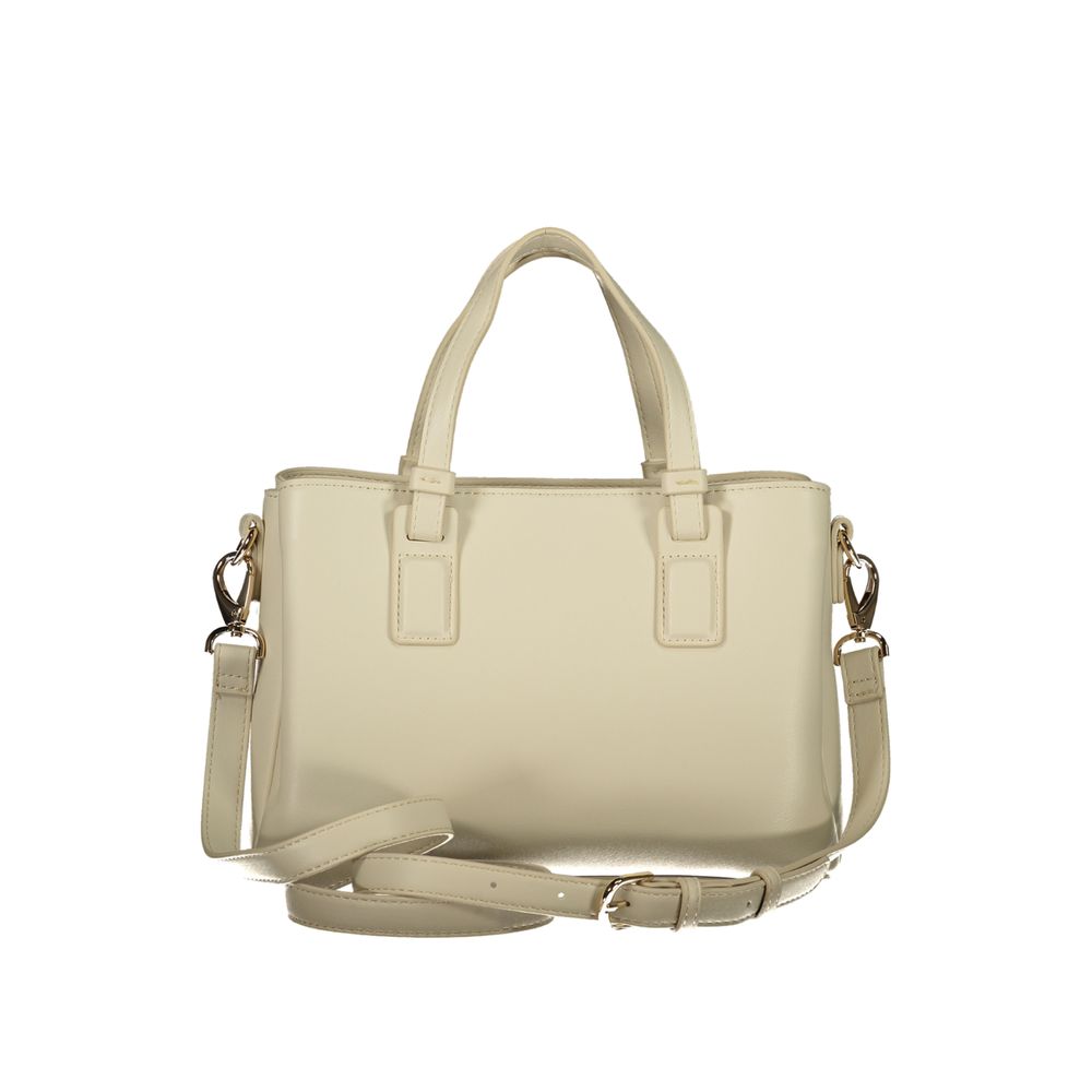 Handbag by Mario Valentino for women in polyethylene beige presents a ornamental silhouette, showcasing a secure zipper, ample external-pockets & internal-pockets, and versatile shoulder-strap, handle & adjustable-strap for a ornamental finish.