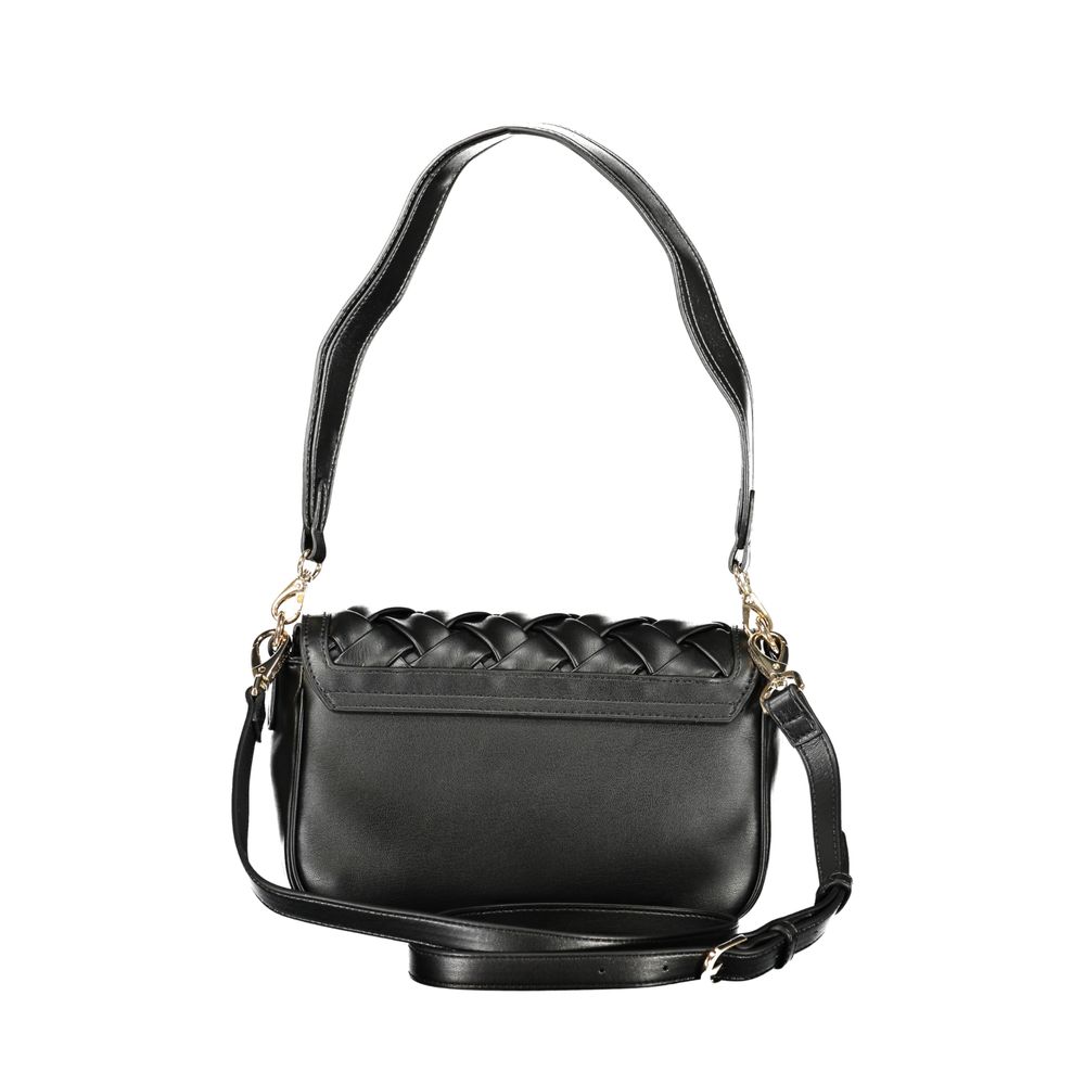 Handbag by Mario Valentino for women in polyethylene black presents a ornamental silhouette, showcasing a secure snap & zipper, ample internal-pockets, and versatile shoulder-strap, adjustable-strap & handle for a ornamental finish.