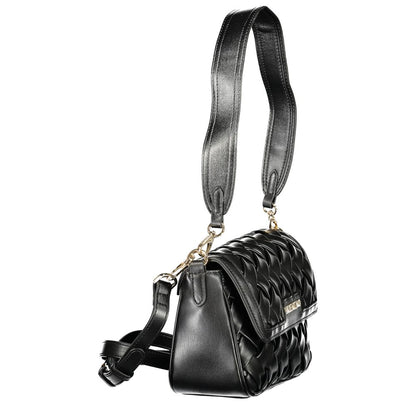 Handbag by Mario Valentino for women in polyethylene black features an refined silhouette, showcasing a secure snap & zipper, ample internal-pockets, and versatile shoulder-strap, adjustable-strap & handle for a sophisticated refined aesthetic.