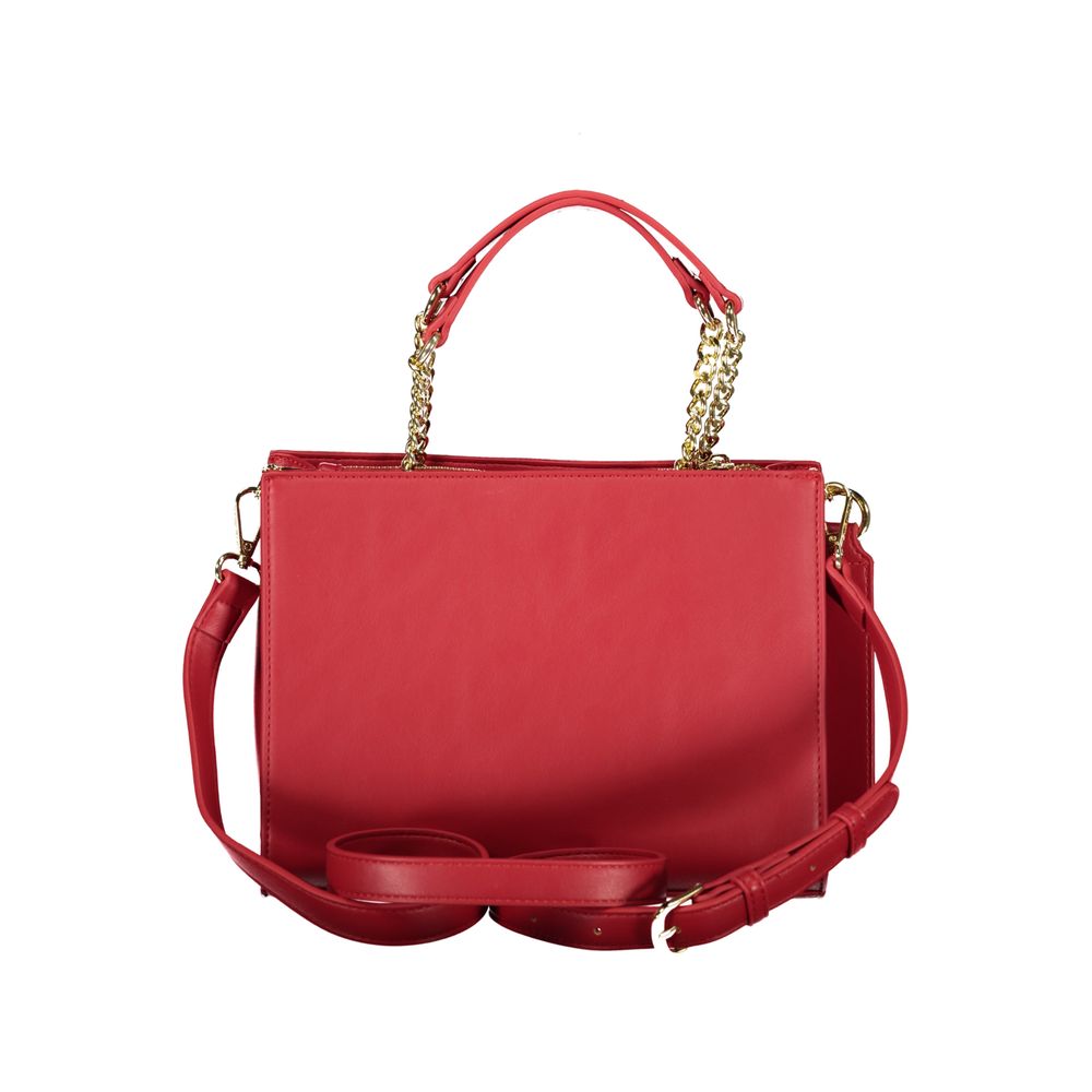 This Handbag by Mario Valentino for women in polyethylene and red presents a sculptural silhouette featuring a secure snap & zipper, ample built-in-compartments, and versatile shoulder-strap, adjustable-strap & handle for a sculptural finish.