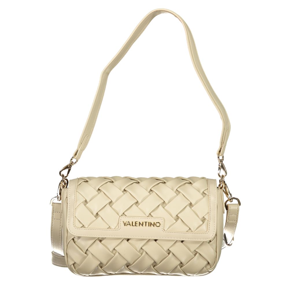 Handbag by Mario Valentino for women in polyethylene beige features a signature silhouette, showcasing a secure snap & zipper and signature internal-pockets with versatile shoulder-strap, adjustable-strap & handle for a sophisticated look.