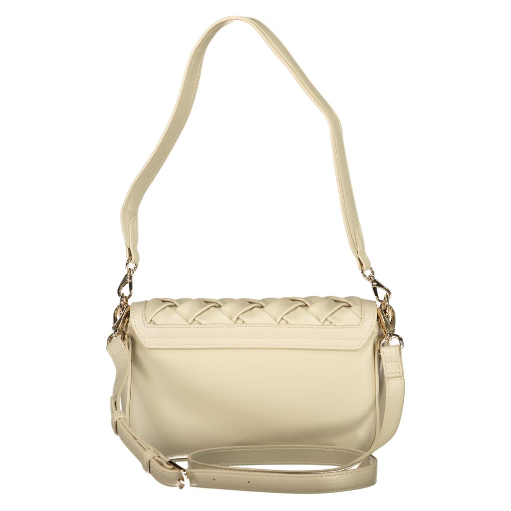 Handbag by Mario Valentino for women in polyethylene beige features a refined silhouette, showcasing a secure snap & zipper, organized internal-pockets, and versatile shoulder-strap, adjustable-strap & handle for a refined finish.