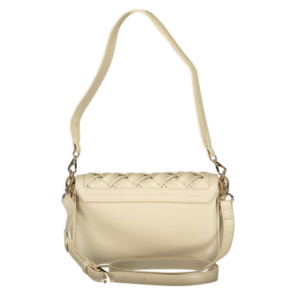 Handbag by Mario Valentino for women in polyethylene beige features a refined silhouette, showcasing a secure snap & zipper, organized internal-pockets, and versatile shoulder-strap, adjustable-strap & handle for a refined finish.