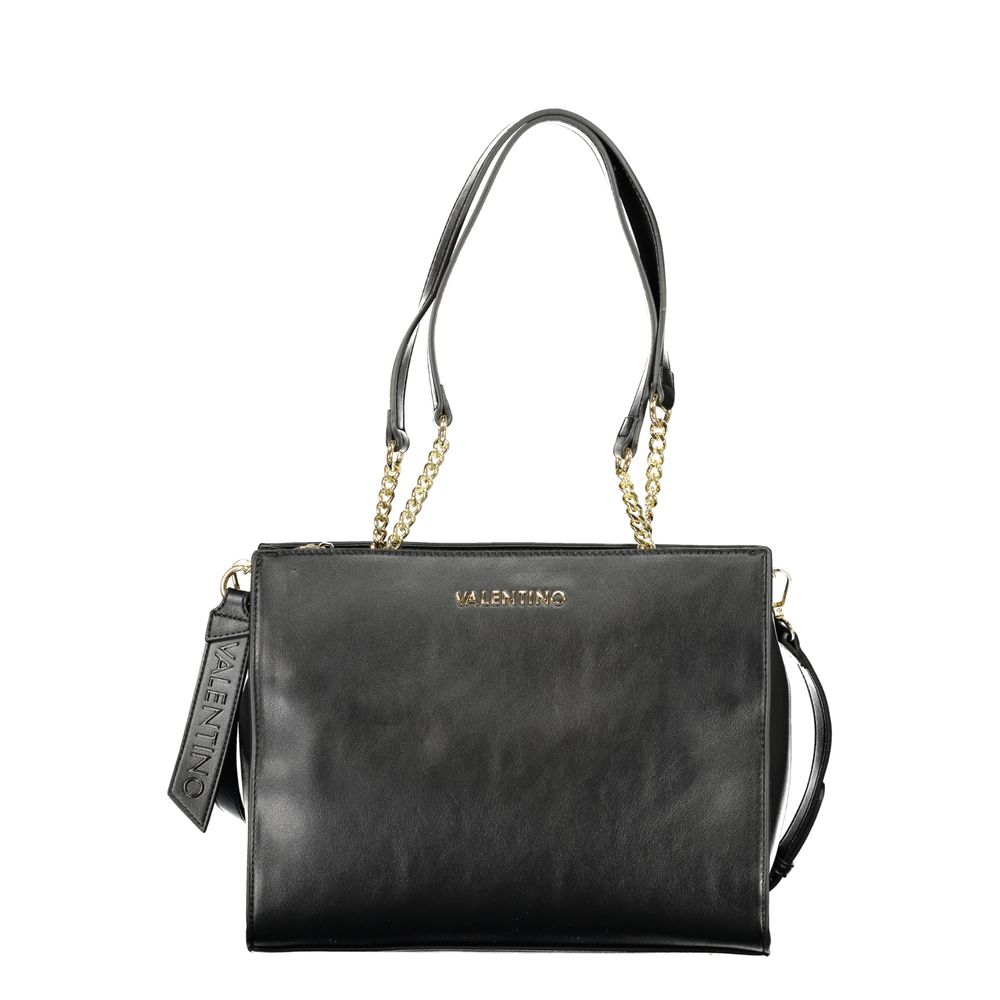 Handbag by Mario Valentino for women in polyethylene black & signature features a ornamental silhouette, showcasing a secure snap & zipper, ample built-in-compartments, document-holder & internal-pockets, and ornamental shoulder-strap, adjustable-strap & handle for a sophisticated look.
