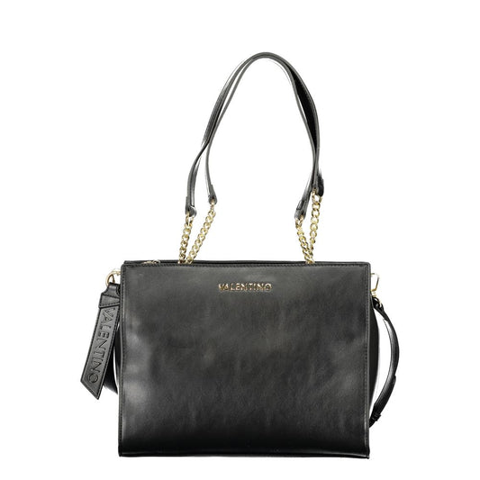 Handbag by Mario Valentino for women in polyethylene black & signature features a ornamental silhouette, showcasing a secure snap & zipper, ample built-in-compartments, document-holder & internal-pockets, and ornamental shoulder-strap, adjustable-strap & handle for a sophisticated look.