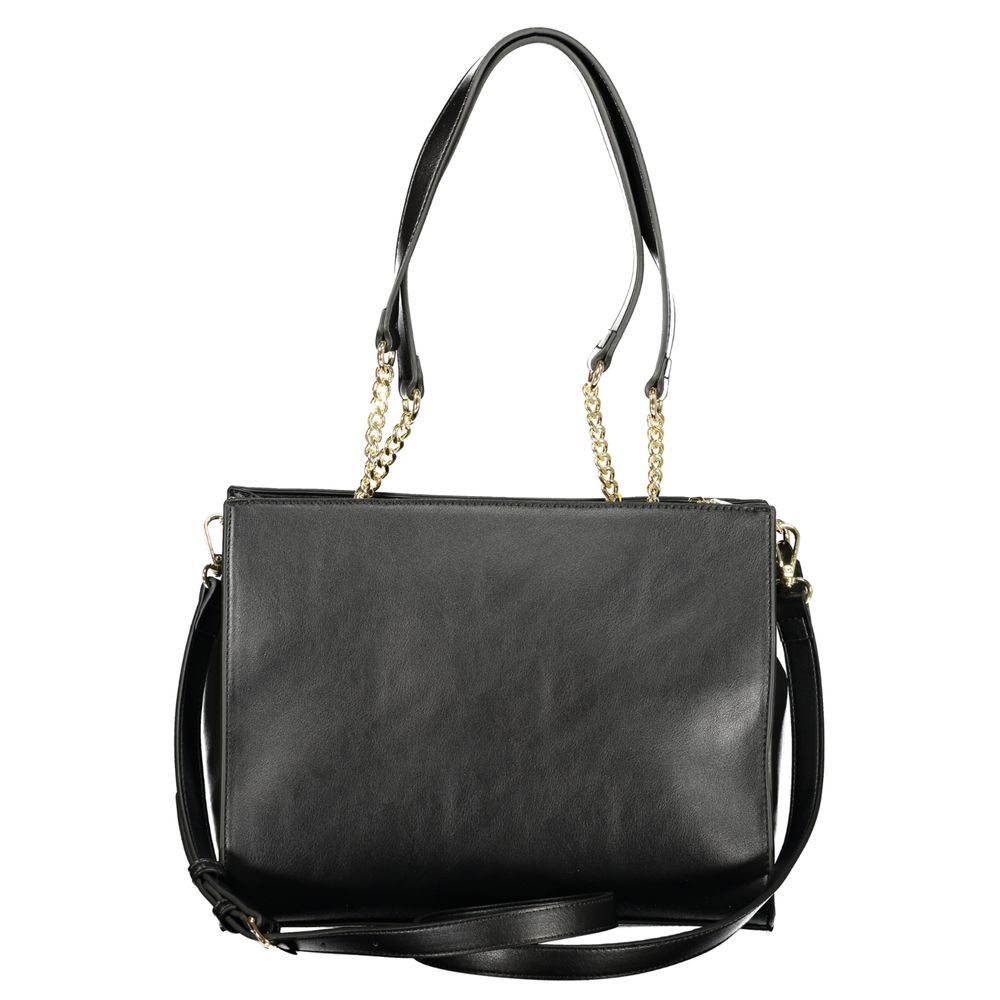 Handbag by Mario Valentino for women in polyethylene black & signature features a exquisite silhouette, showcasing a secure snap & zipper and exquisite built-in-compartments, document-holder & internal-pockets with versatile shoulder-strap, adjustable-strap & handle for a exquisite finish.