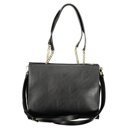 Handbag by Mario Valentino for women in polyethylene black & signature features a exquisite silhouette, showcasing a secure snap & zipper and exquisite built-in-compartments, document-holder & internal-pockets with versatile shoulder-strap, adjustable-strap & handle for a exquisite finish.