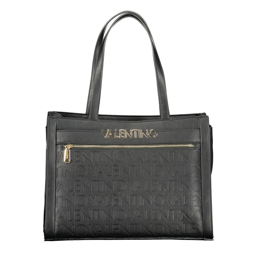This Handbag by Mario Valentino for women in polyethylene and black presents a sculptural silhouette featuring a secure snap & zipper, ample document-holder, external-pockets & internal-pockets, and versatile handle for a sculptural finish.