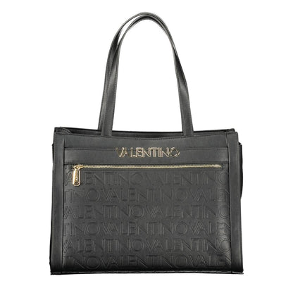 This Handbag by Mario Valentino for women in polyethylene and black presents a sculptural silhouette featuring a secure snap & zipper, ample document-holder, external-pockets & internal-pockets, and versatile handle for a sculptural finish.