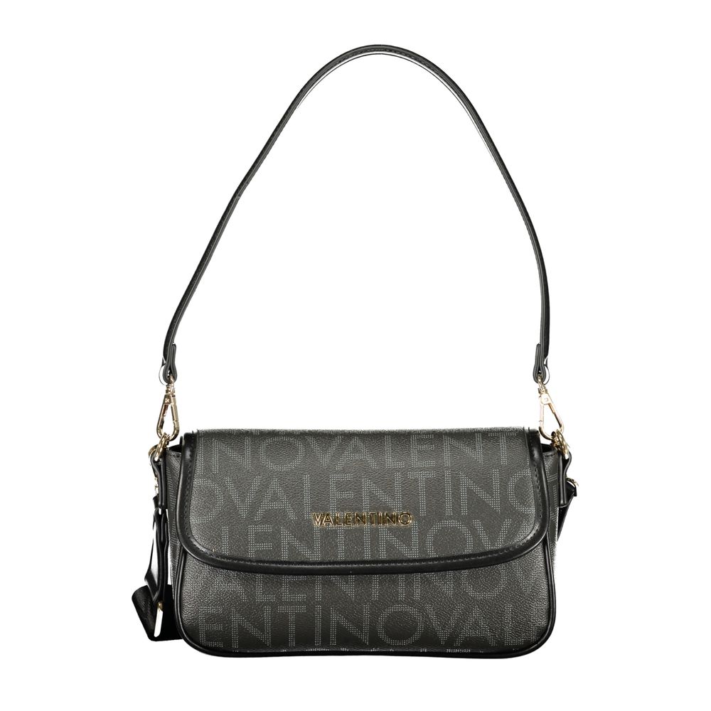 Handbag by Mario Valentino for women in polyethylene black features an refined silhouette, showcasing a secure snap, ample internal-pockets, and versatile shoulder-strap, adjustable-strap & handle for a sophisticated refined aesthetic.