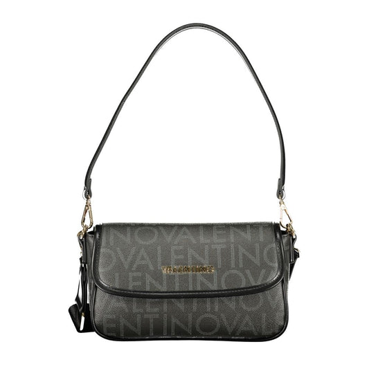 Handbag by Mario Valentino for women in polyethylene black features an refined silhouette, showcasing a secure snap, ample internal-pockets, and versatile shoulder-strap, adjustable-strap & handle for a sophisticated refined aesthetic.