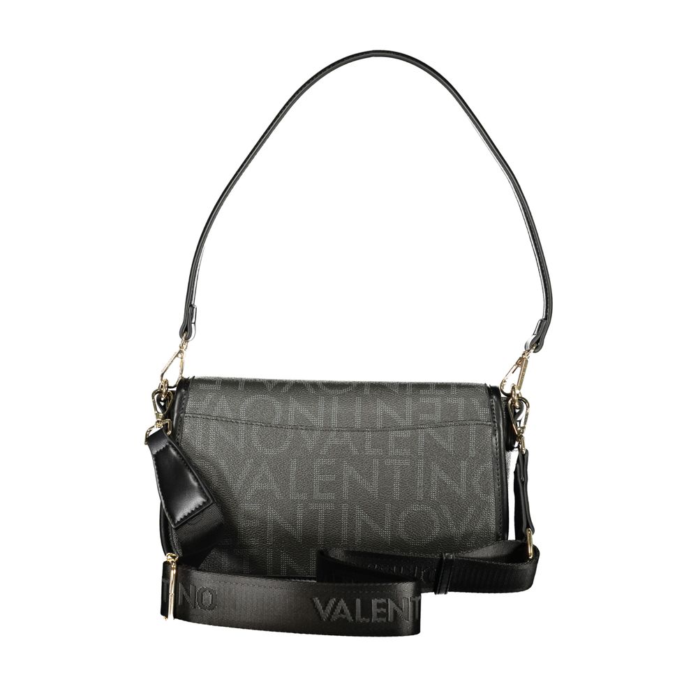 This Handbag by Mario Valentino for women in polyethylene and black presents a sculptural silhouette featuring a secure snap, ample internal-pockets, and versatile shoulder-strap, adjustable-strap & handle for a sculptural finish.