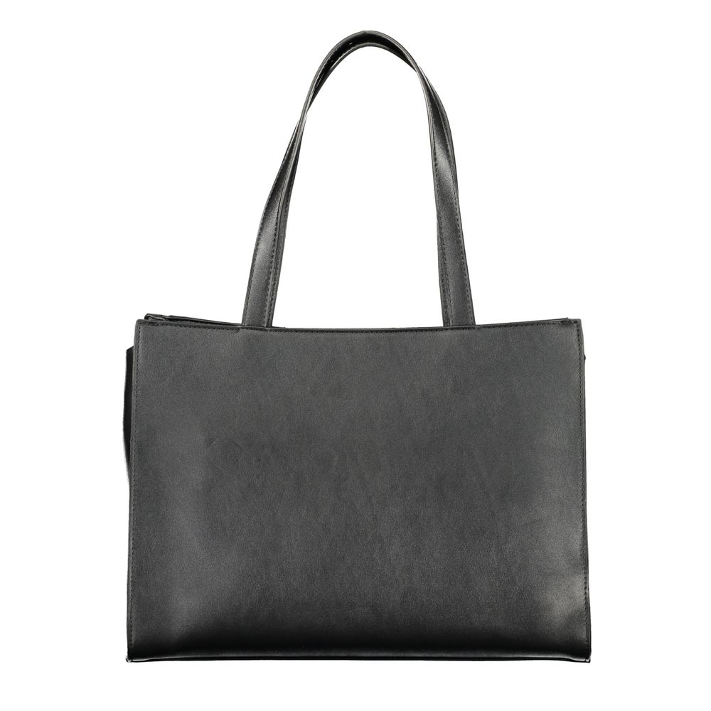 Handbag by Mario Valentino for women in polyethylene black features a refined silhouette, showcasing a secure snap & zipper, organized document-holder, external-pockets & internal-pockets, and versatile handle for a refined finish.