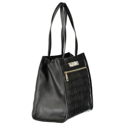 Handbag by Mario Valentino for women in polyethylene black presents a ornamental silhouette, showcasing a secure snap & zipper, ample document-holder, external-pockets & internal-pockets, and versatile handle for a ornamental finish.