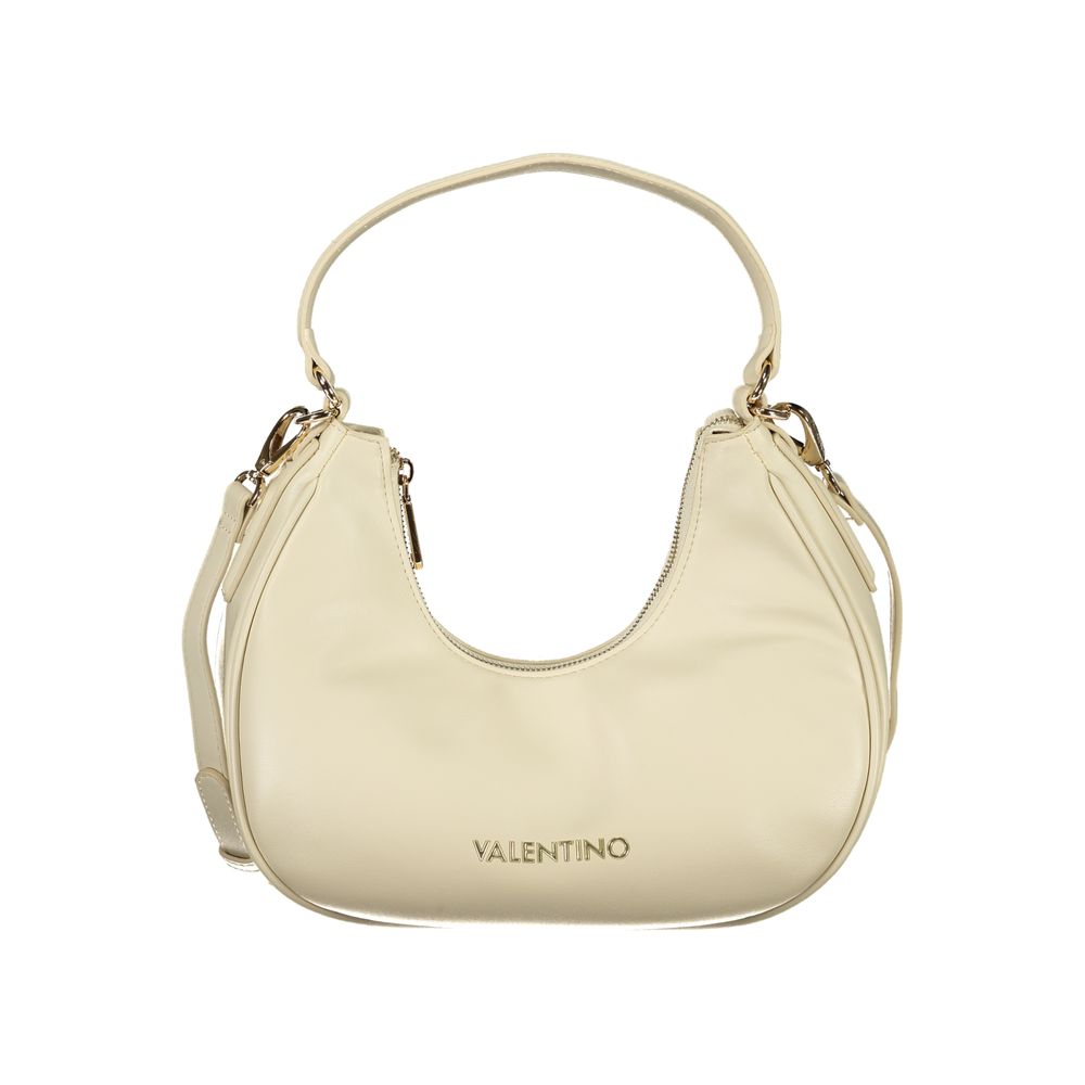 Shoulder Handbag by Mario Valentino for women in polyethylene beige features an refined silhouette, showcasing a secure zipper, ample internal-pockets, and versatile shoulder-strap, handle & adjustable-strap for a sophisticated refined aesthetic.