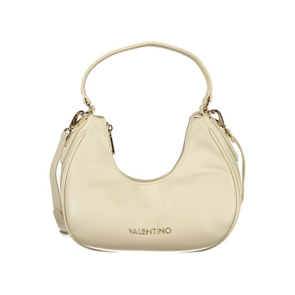 Shoulder Handbag by Mario Valentino for women in polyethylene beige features an refined silhouette, showcasing a secure zipper, ample internal-pockets, and versatile shoulder-strap, handle & adjustable-strap for a sophisticated refined aesthetic.