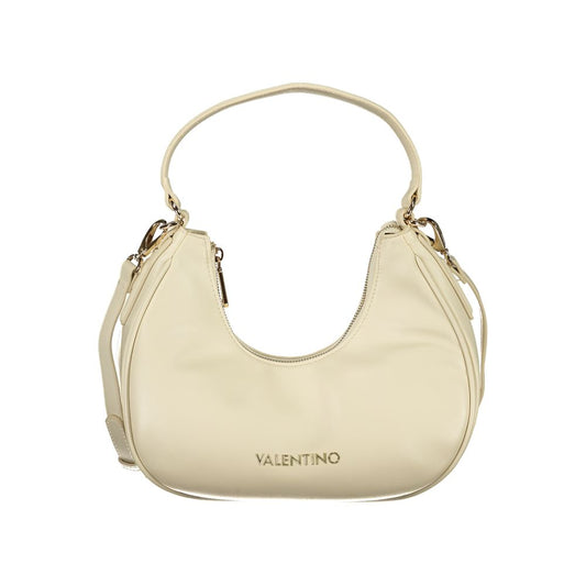 Shoulder Handbag by Mario Valentino for women in polyethylene beige features an refined silhouette, showcasing a secure zipper, ample internal-pockets, and versatile shoulder-strap, handle & adjustable-strap for a sophisticated refined aesthetic.