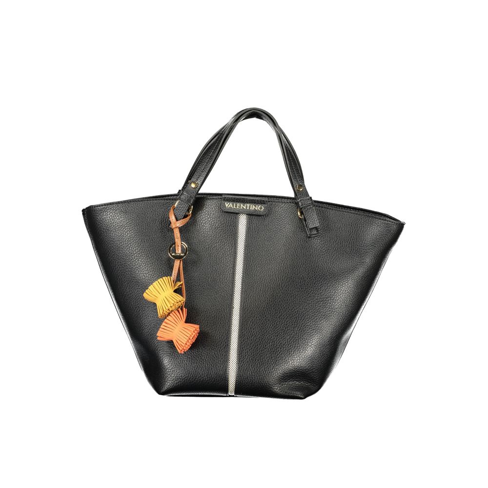 Handbag by Mario Valentino for women in polyethylene black features an refined silhouette, showcasing a secure zipper, ample document-holder & internal-pockets, and versatile handle for a sophisticated refined aesthetic.