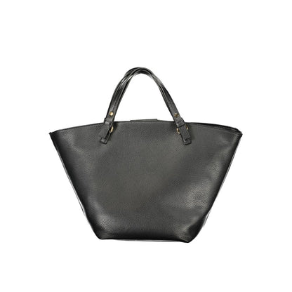 Handbag by Mario Valentino for women in polyethylene black features a signature silhouette, showcasing a secure zipper and signature document-holder & internal-pockets with versatile handle for a sophisticated look.