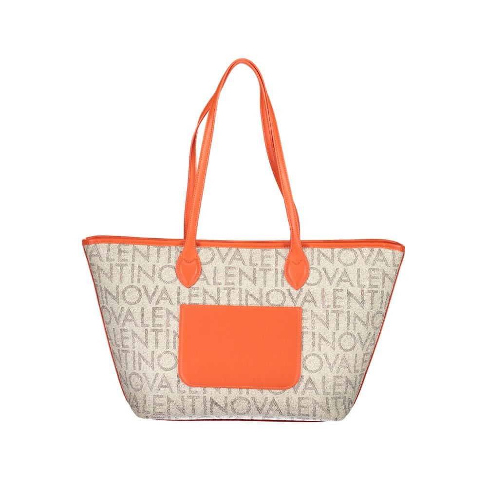 Shoulder Handbag by Mario Valentino for women in polyethylene beige features a ornamental silhouette, showcasing a secure zipper, ample document-holder, external-pockets & internal-pockets, and ornamental shoulder-strap & handle for a sophisticated look.