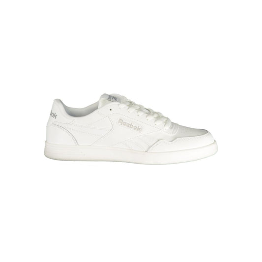 Athletic Sneakers by Reebok for men in polyester white & print features an architectural silhouette, showcasing the premium athletic style of the Men's Athletic Polyester Sneakers with an architectural finish.