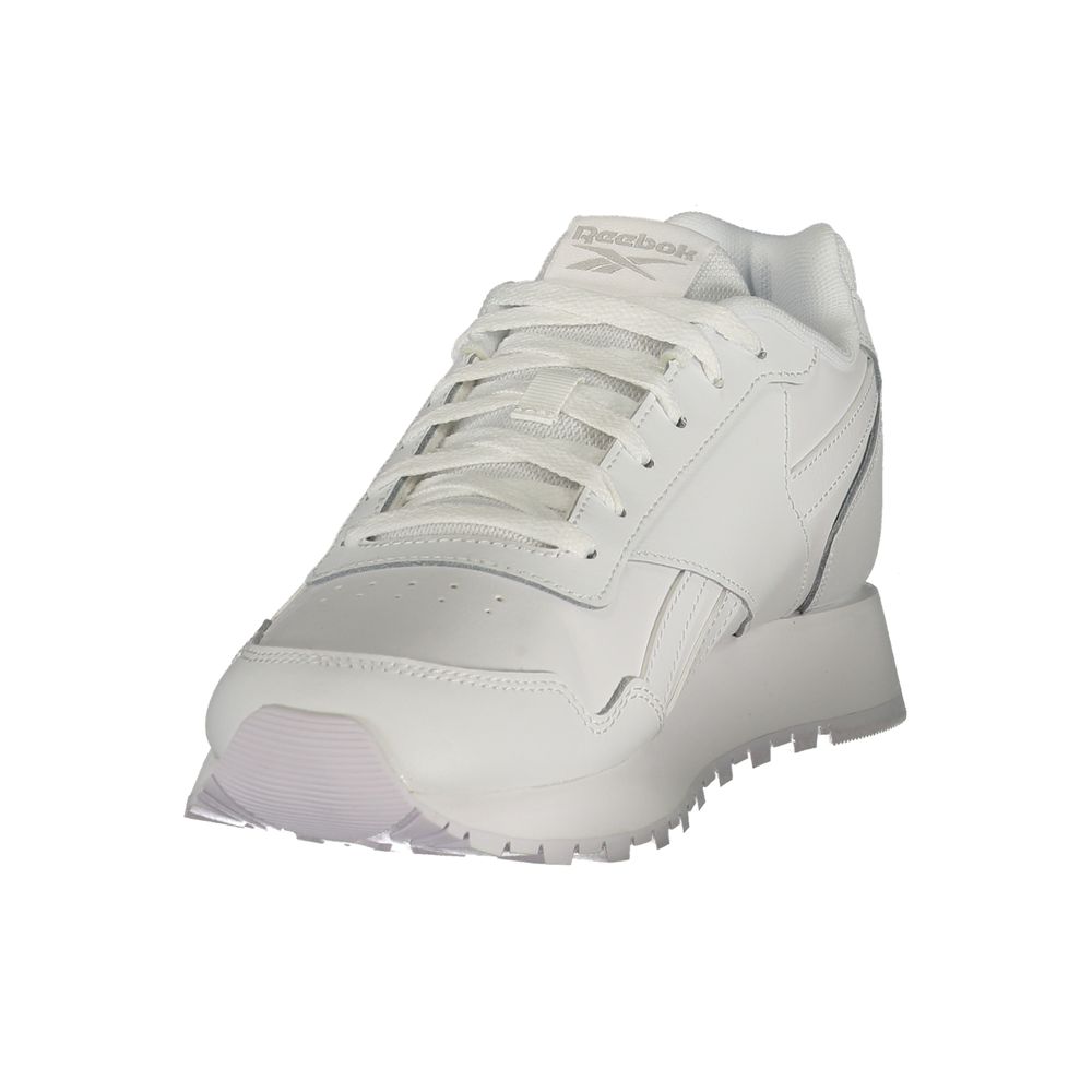 Athletic Sneakers by Reebok for men in polyester white & print features an stately silhouette, showcasing the signature athletic style of the Men's Athletic Polyester Sneakers collection with a truly stately finish.