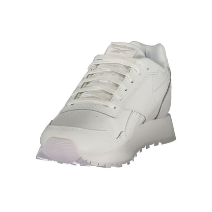 Athletic Sneakers by Reebok for men in polyester white & print features an stately silhouette, showcasing the signature athletic style of the Men's Athletic Polyester Sneakers collection with a truly stately finish.