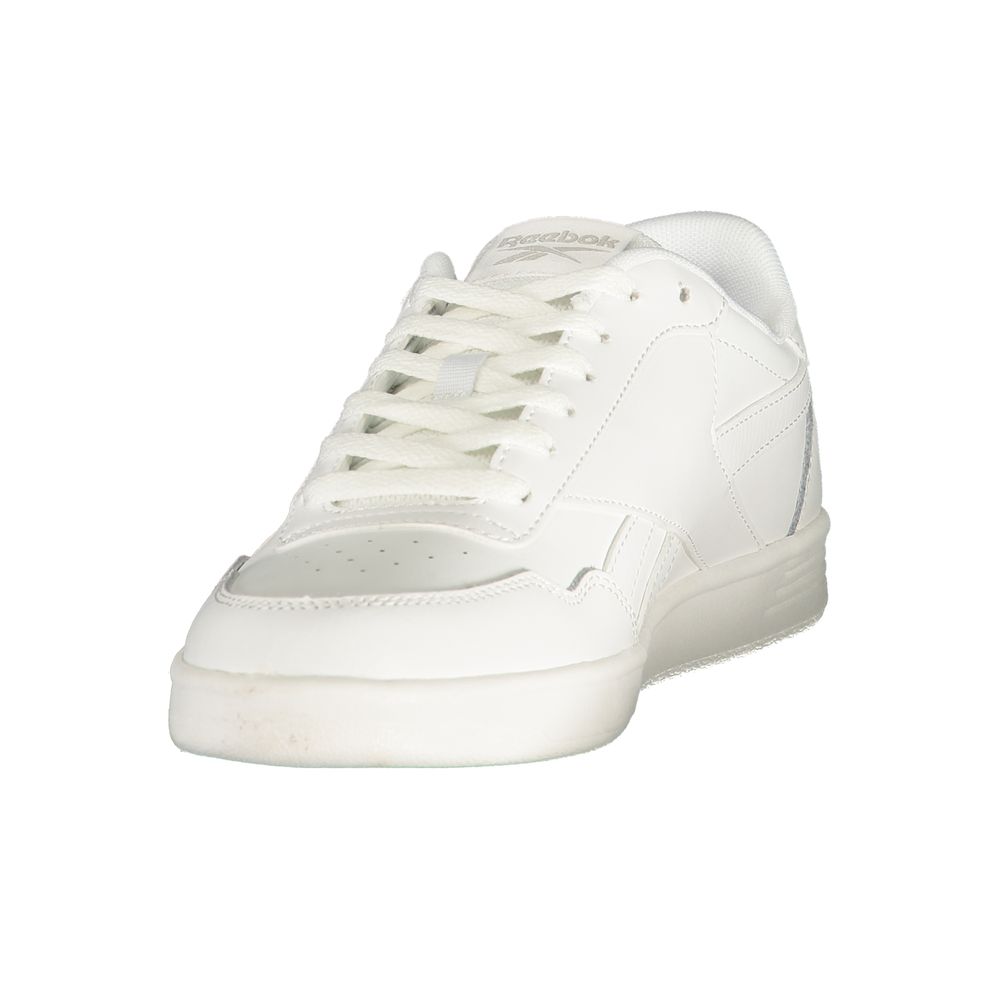 Athletic Sneakers by Reebok for men in polyester white & print showcases a architectural silhouette, artfully capturing the essence of the Men's Athletic Polyester Sneakers with its signature architectural athletic style construction.