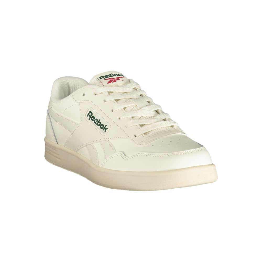 Athletic Sneakers by Reebok for men in polyester green, white & print features an architectural silhouette, showcasing the premium athletic style of the Men's Athletic Polyester Sneakers with an architectural finish.